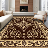 Classic Damask Tapestry with Interlocking Flourish and Vine Details(Brown)