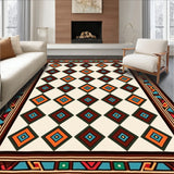 Lattice with Ethnic Border Details Slip Resistant(Brown)