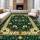 Intricate Boho Area with Abstract Animal Motif and Floral Accents(Green)