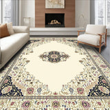 Chic Micro Loop Area in Beige Ivory with Artistic Medallion Design(Beige)