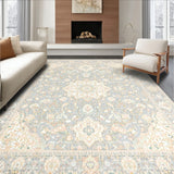 Stylish Area Showcasing Ornate Medallion Designs in Neutral Hues(Gray)