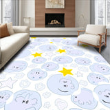 Enchanting Moonlit Starry Sky Scene with Charming Animated Motifs(Light Blue)