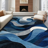 Ocean Current Abstract Rug Charcoal Navy Blue(Blue)