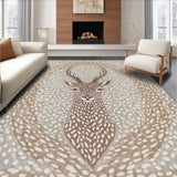 Ultra Soft Area Rug, Non Slip, Stain Resistant, Washable Area Rugs for Living Room, Bedroom, Antelope Print Abstract(Beige)