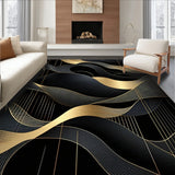 Modern Abstract Featuring Black and Gold Geometric Waves(Black)