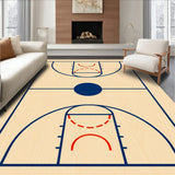 Basketball Court Light Wood Floor Red And Blue Lines(Beige)