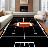 Football Field Yard Lines Central Ball Motif(Black)