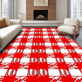 Gingham Plaid Doormat featuring Classic Checkerboard Motif(Red)