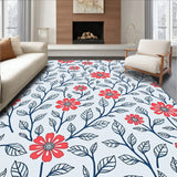 Boho Wildflower Tapestry with Whimsical Vine Detailing (Red)