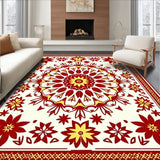 Nordic Starburst Boho Tapestry with Festive Embellishments(Red)