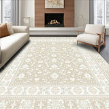 Classic Ornamental in Smoke and Beige with Detailed Lace Like Damask Motif(Beige)