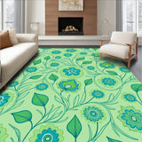 Art Nouveau Floral Mosaic with Flowing Petal(Green)