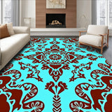 Enchanted Meadow Floral Symmetrical Interlocking Medallion Design (Brown)