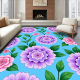 Watercolor Hydrangea Blossom Tapestry with Cascading Rose Petals(Blue)