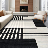 Artisan Striped Canvas Showcasing Bold Geometric Rhythm In Monochrome(Black)