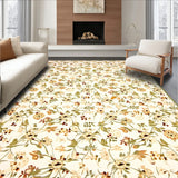 Modern Oval Beige Area with Khaki Floral Geometry and Subtle Boho Touches(Beige)