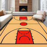 Basketball Court Wood Floor Red Key Black Lines(Beige)