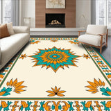 Sunburst Medallion Design with Radiant Floral Embellishments (Teal) - ODIKA