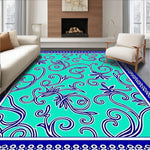Mediterranean Scrollwork Motif with Mosaic Accents and Elegant Borders (Turquoise) - ODIKA