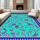 Mediterranean Scrollwork Motif with Mosaic Accents and Elegant Borders (Turquoise) - ODIKA