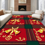 Vintage Plaid with Whimsical Holiday Bell and Ribbon Motifs(Red)