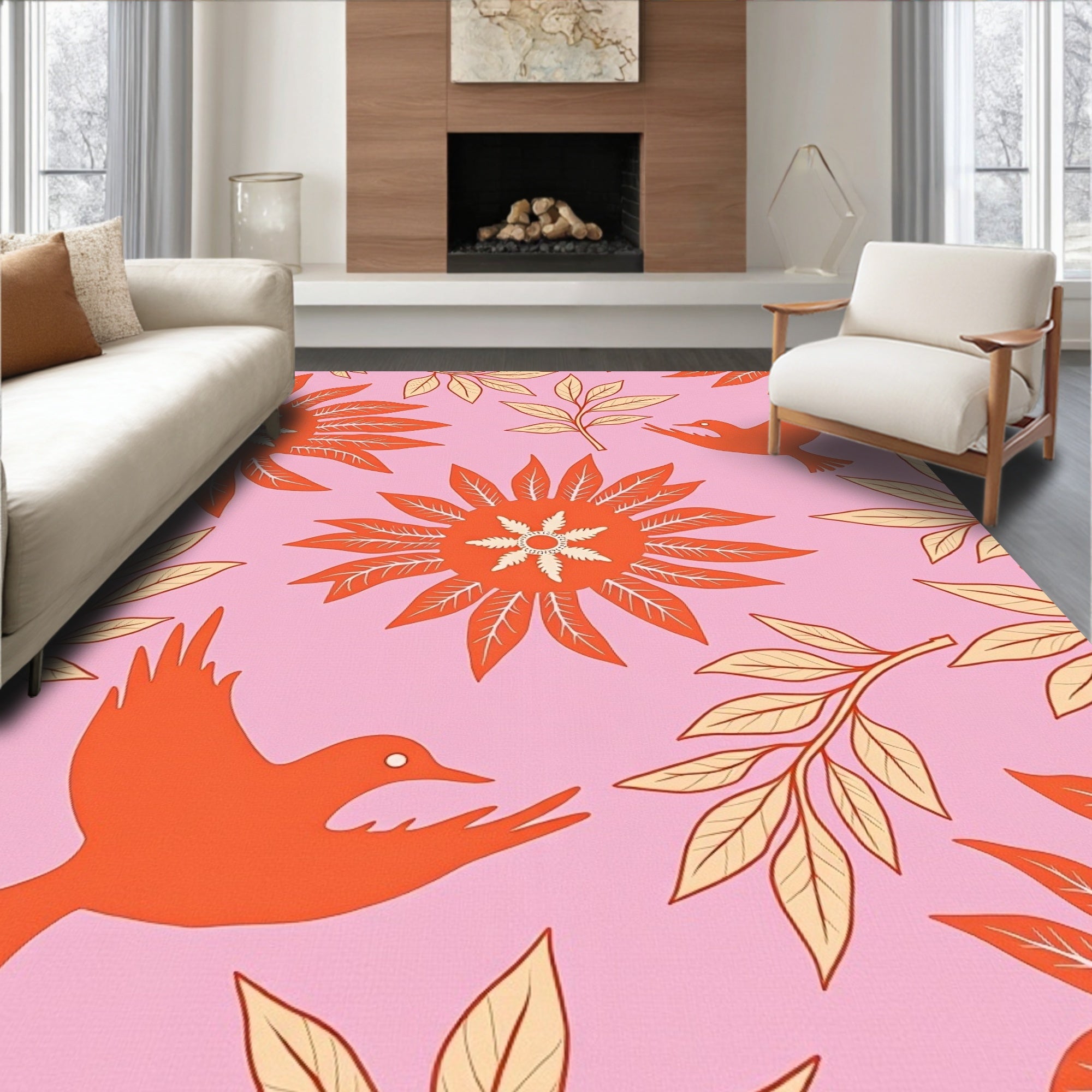 Boho Inspired Floral Motifs with Delicate and Leaf Accents (Pink) - ODIKA