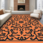 Damask Motif with Rococo Inspired Swirling Petals (Orange) - ODIKA