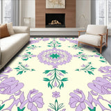 Elegant Oushak Inspired Floral Medallion with Intricate Vine Motifs(Purple)