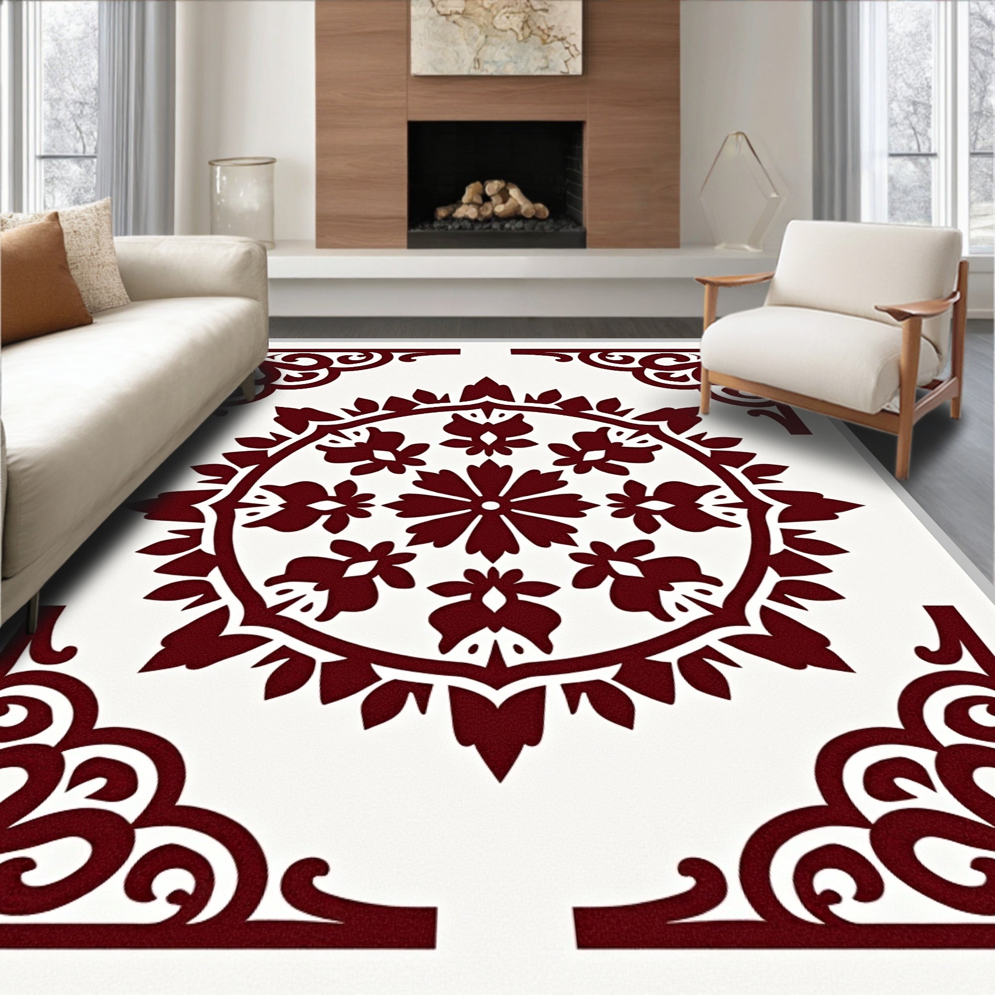 Blossom Medallion Faded Artisan (Maroon) - ODIKA