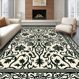 Vintage Damask Tapestry with Flourishing Vine Motifs(Black)
