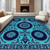 Vintage Distressed Ornate Botanical Curved Symmetrical (Blue)