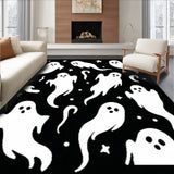 Horror Themed Bath Mat Ghostly Halloween Design(White)