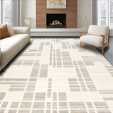 Abstract Geometric Non Slip Modern Art Inspired Beige(Beige)