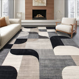 Contemporary Abstract with Minimalist Shapes and Beige Linear Motifs(Gray)
