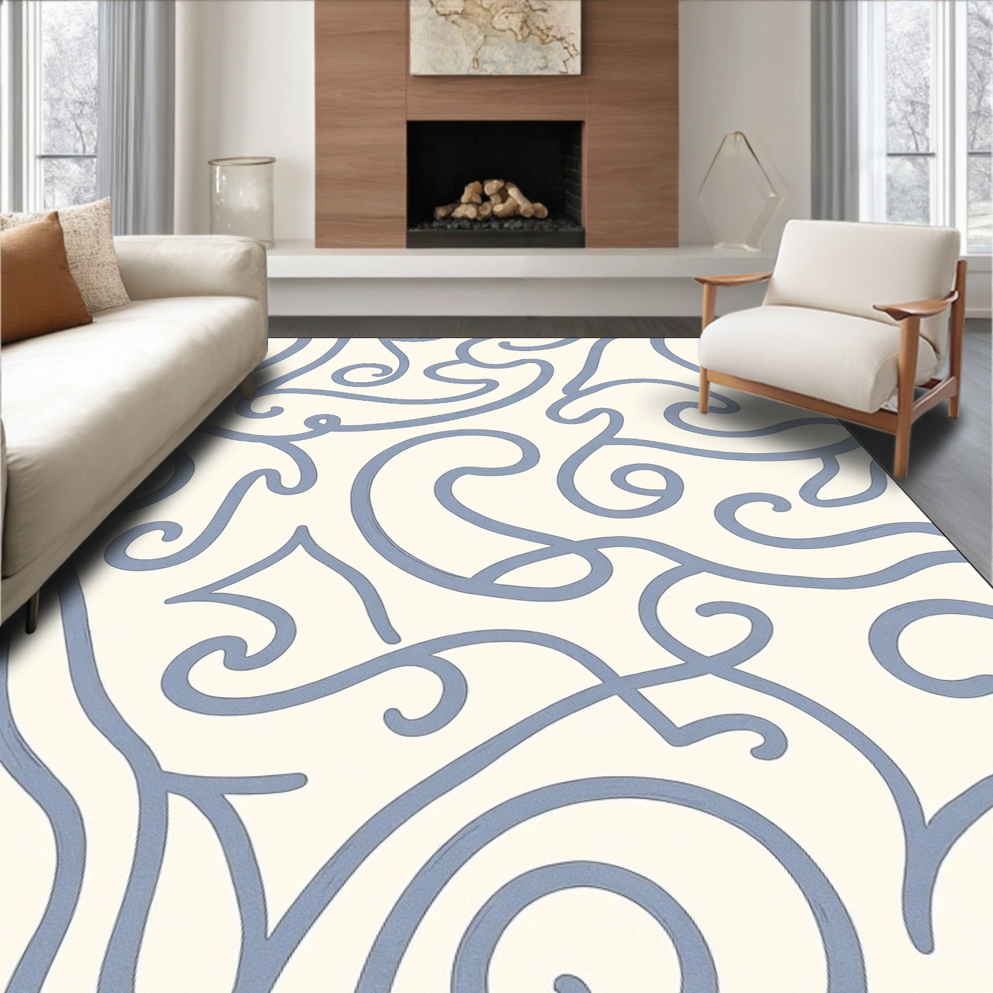Modern Abstract Swirl Design (Ivory) - ODIKA