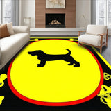 Caution Dogs Will Bark If You Knock Loud Yelling Inside Area Rug(Yellow)