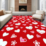 Kawaii Burst Design Floor with Cute Character Motifs (Red)