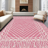 Interlocking Maze with Accents and Subtle Herringbone Motifs (Pink)