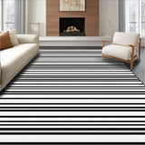Artisan Crafted Black and White Striped Area for Contemporary Decor(Black)
