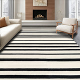 Contemporary Monochrome Stripe with Dynamic Parallel Lines(Black)