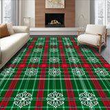 Festive Snowflake Plaid Holiday Pathway Accent(Green)