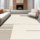 Geometric Block Design Area Modern Striped in Beige(Beige)