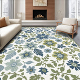 Ultra Soft Area Rug, Non Slip, Stain Resistant, Washable Area Rugs for Living Room, Bedroom, Modern Floral Washable Living Room(White)