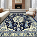 Ornate Medallion Coastal Area Navy Beige Patterned(Blue)