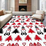 Rustic Cabin Motif with Interlocking Pine Trees and Tiny Embellishments(White)