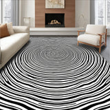 Hypnotic Spiral Vortex Optical Illusion Floor(Black)
