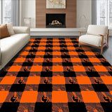 Autumn Harvest Checkered Plaid Design with Seasonal Motifs(Black)