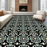Interlocking Starburst with Festive Emerald and Ivory Highlights(Black)