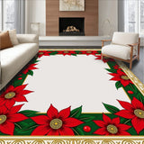 Poinsettia Bloom Christmas Entry with Golden Bell Borders(Red)