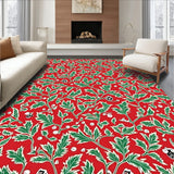 Festive Holly Leaves Botanical Traditional Decorative Accent(Red)